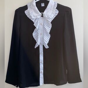 Black button up with white ruffles